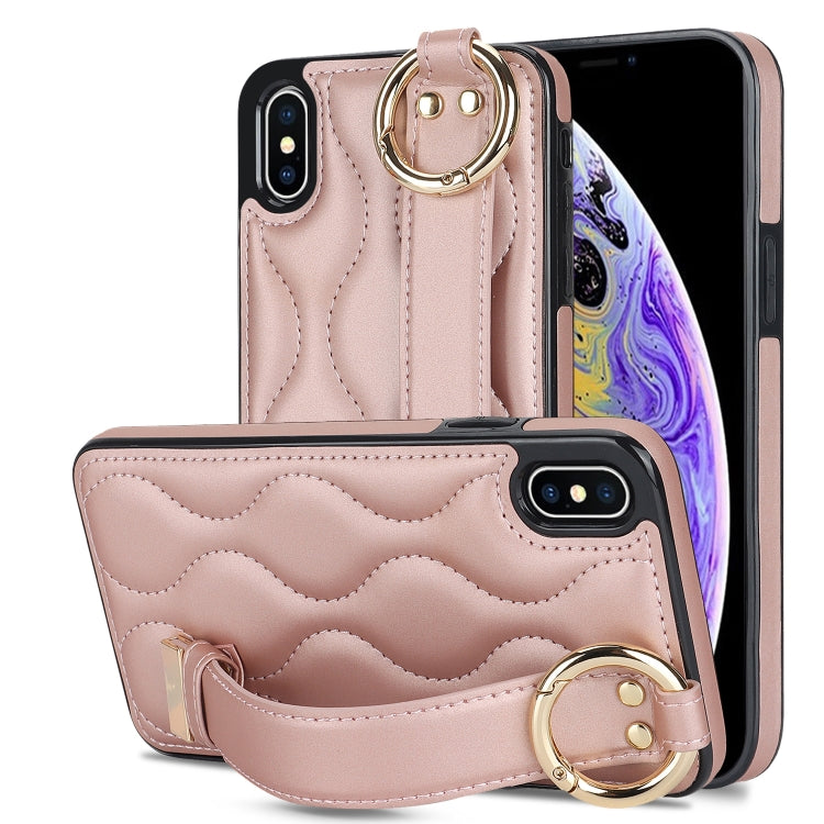 Non-slip Full Coverage Ring PU Phone Case with Wristband, For iPhone 12 Pro / 12�����������������...