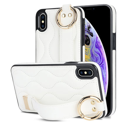 Non-slip Full Coverage Ring PU Phone Case with Wristband, For iPhone 12 Pro / 12�����������������...