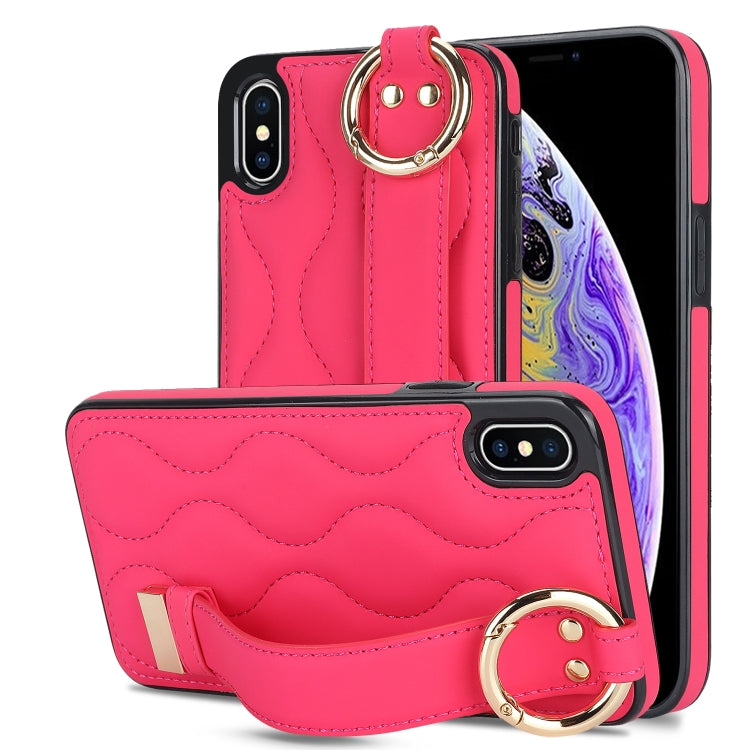 Non-slip Full Coverage Ring PU Phone Case with Wristband, For iPhone 12 Pro / 12�����������������...