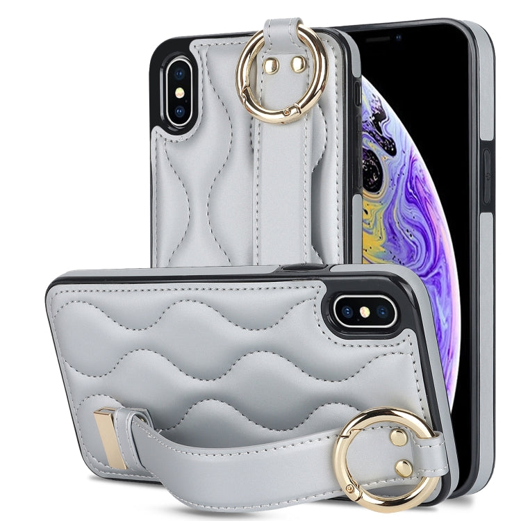 Non-slip Full Coverage Ring PU Phone Case with Wristband, For iPhone 12 Pro / 12�����������������...