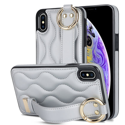 Non-slip Full Coverage Ring PU Phone Case with Wristband, For iPhone 12 Pro / 12�����������������...