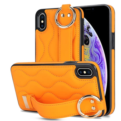 Non-slip Full Coverage Ring PU Phone Case with Wristband, For iPhone 12 Pro / 12�����������������...