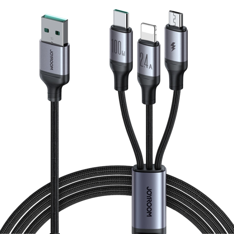 JOYROOM A21 100W USB to 8 Pin+Type-C+Micro USB 3 in 1 Charging Cable, Length: 1.2m���������������...