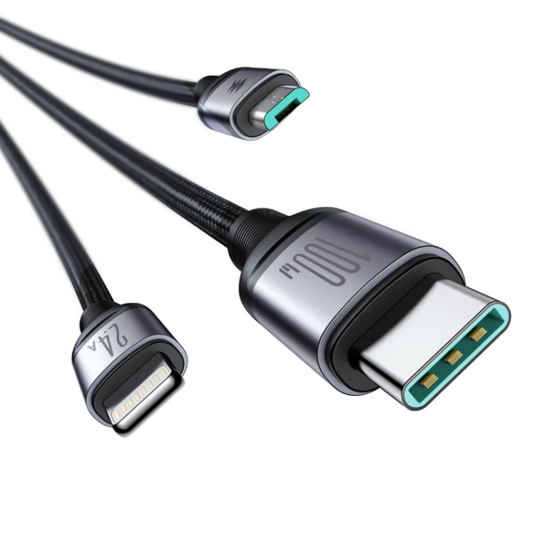 JOYROOM A21 100W USB to 8 Pin+Type-C+Micro USB 3 in 1 Charging Cable, Length: 1.2m���������������...