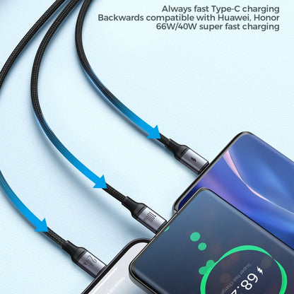 JOYROOM A21 100W USB to 8 Pin+Type-C+Micro USB 3 in 1 Charging Cable, Length: 1.2m���������������...