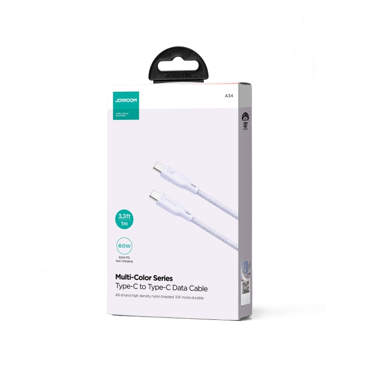 JOYROOM SA34-CC3 60W USB-C/Type-C to USB-C/Type-C Fast Charge Data Cable, Length: 1m�������������...