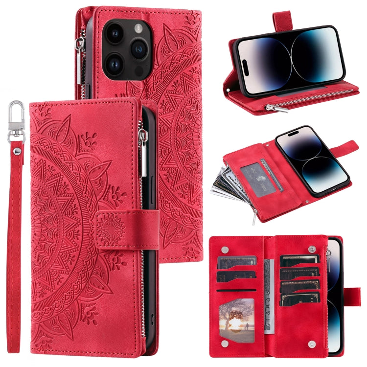 Multi-Card Totem Zipper Leather Phone Case