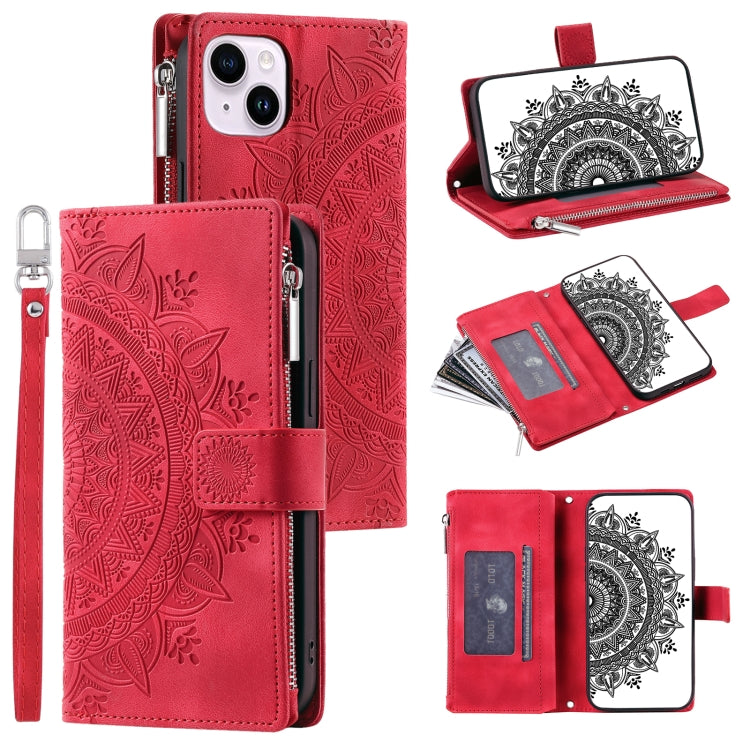 Multi-Card Totem Zipper Leather Phone Case
