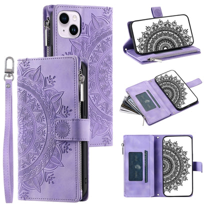 Multi-Card Totem Zipper Leather Phone Case