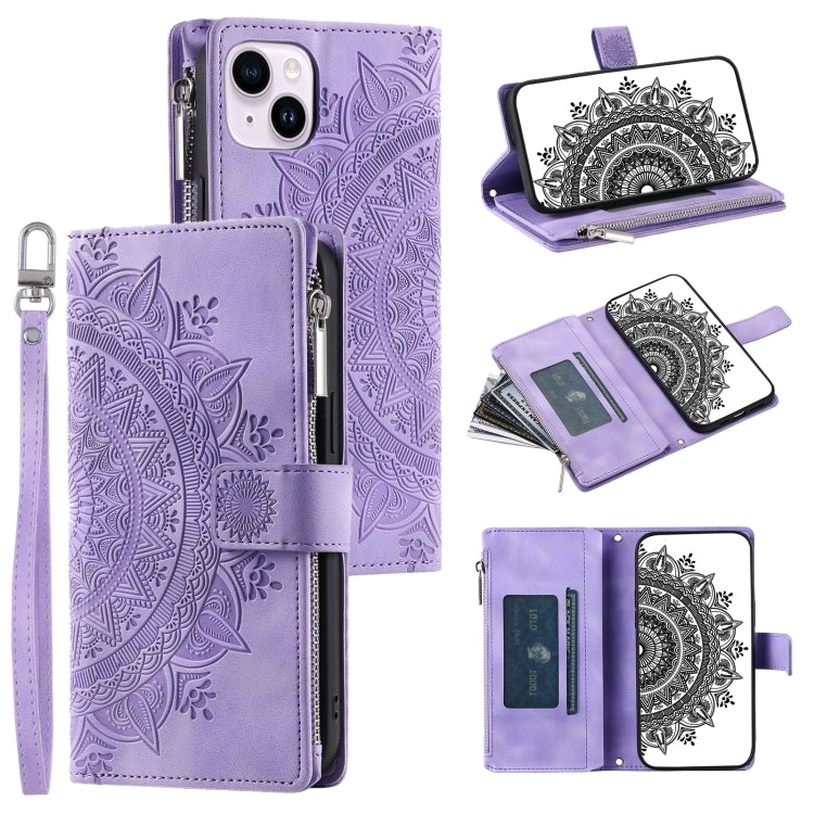 Multi-Card Totem Zipper Leather Phone Case