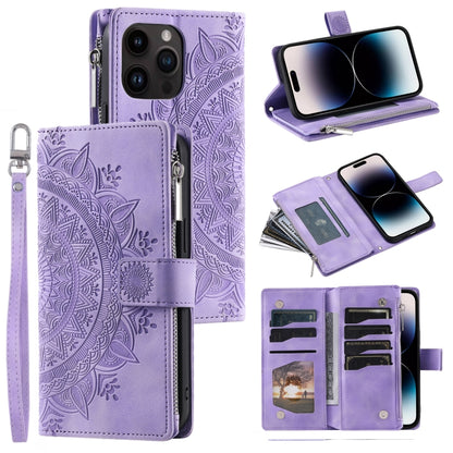 Multi-Card Totem Zipper Leather Phone Case
