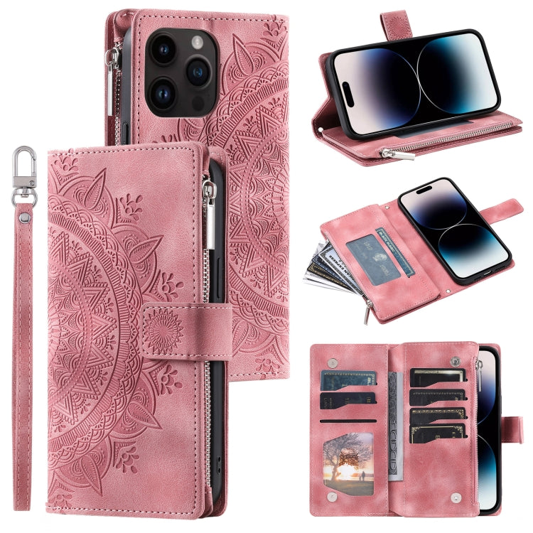 Multi-Card Totem Zipper Leather Phone Case