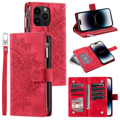 Multi-Card Totem Zipper Leather Phone Case