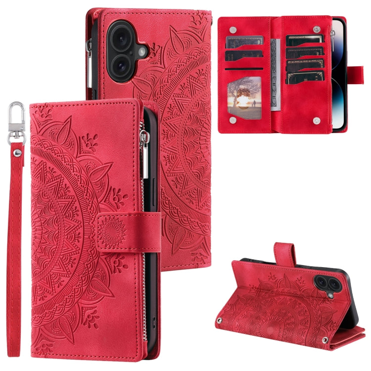Multi-Card Totem Zipper Leather Phone Case
