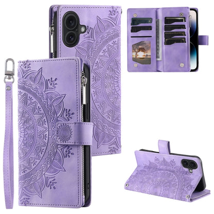 Multi-Card Totem Zipper Leather Phone Case