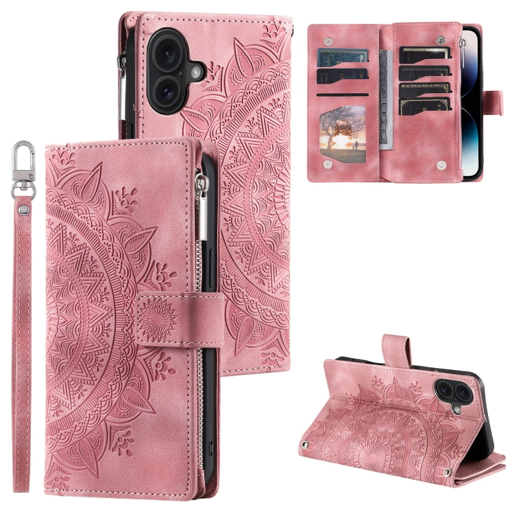 Multi-Card Totem Zipper Leather Phone Case