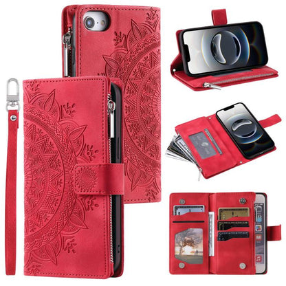 Multi-Card Totem Zipper Leather Phone Case