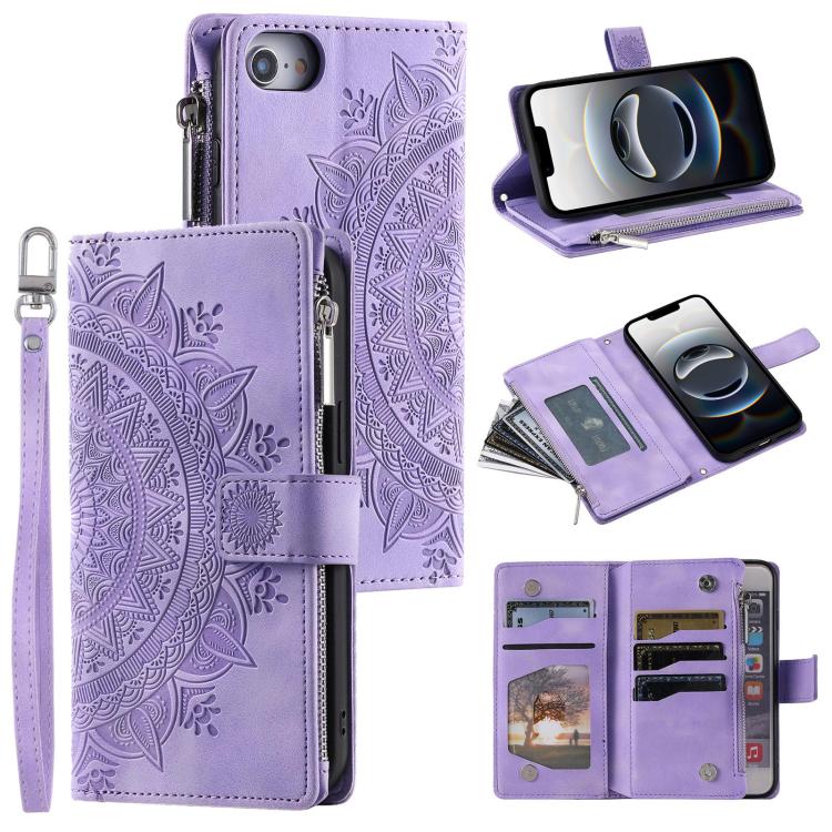 Multi-Card Totem Zipper Leather Phone Case