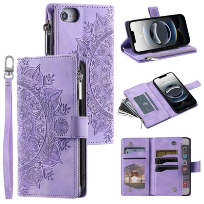 Multi-Card Totem Zipper Leather Phone Case