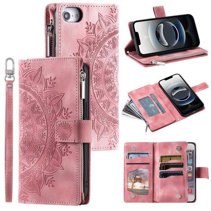 Multi-Card Totem Zipper Leather Phone Case