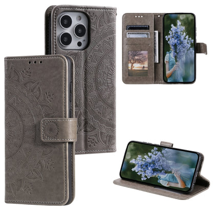 Totem Flower Embossed Leather Phone Case, For iPhone 16 Pro Max, For iPhone 16 Pro���������������...