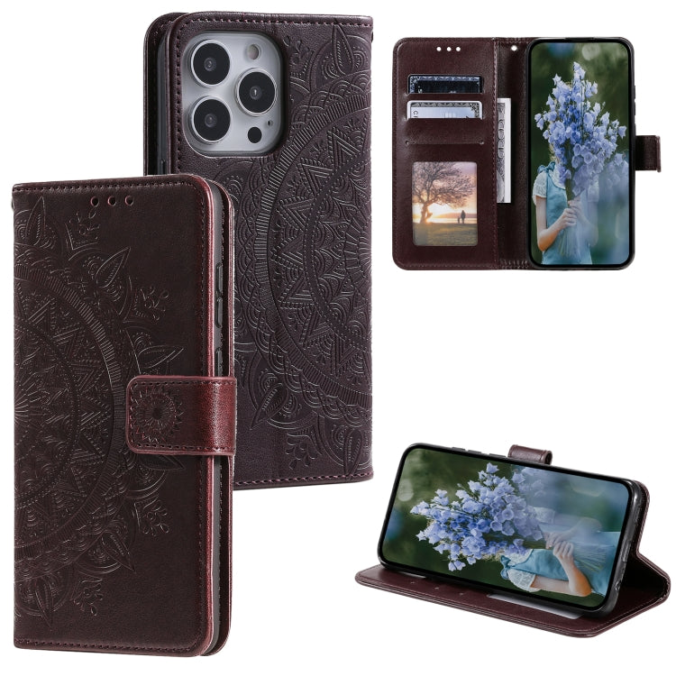 Totem Flower Embossed Leather Phone Case, For iPhone 16 Pro Max, For iPhone 16 Pro���������������...
