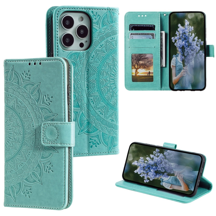 Totem Flower Embossed Leather Phone Case, For iPhone 16 Pro Max, For iPhone 16 Pro���������������...