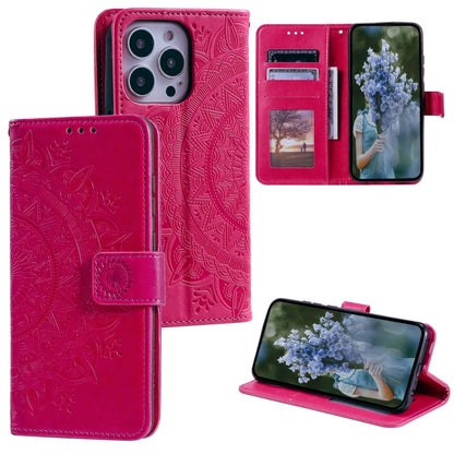 Totem Flower Embossed Leather Phone Case, For iPhone 16 Pro Max, For iPhone 16 Pro���������������...