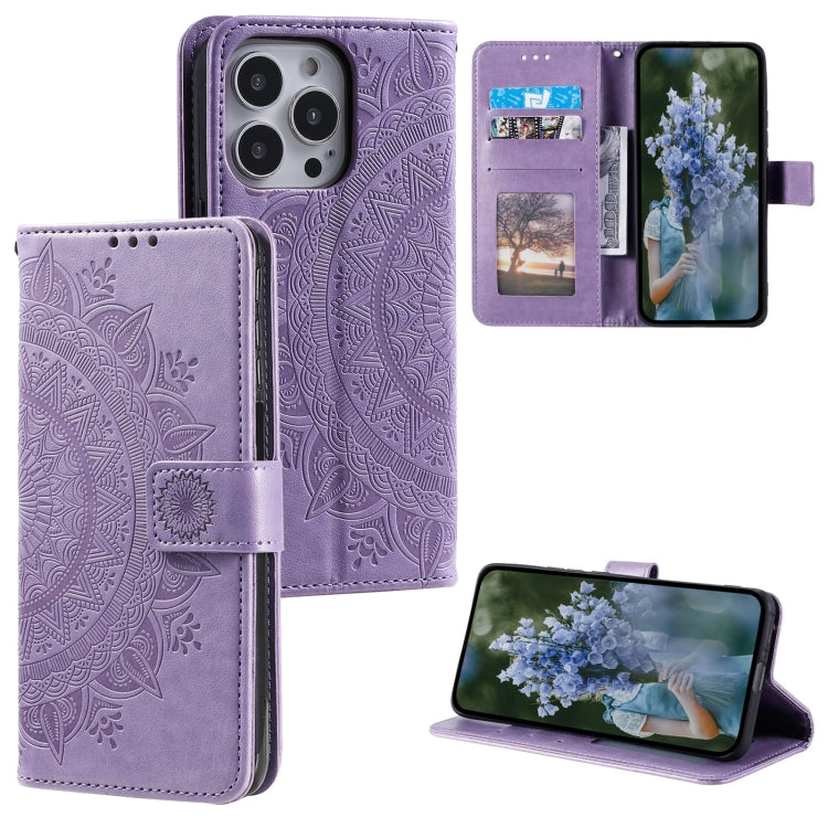 Totem Flower Embossed Leather Phone Case, For iPhone 16 Pro Max, For iPhone 16 Pro���������������...
