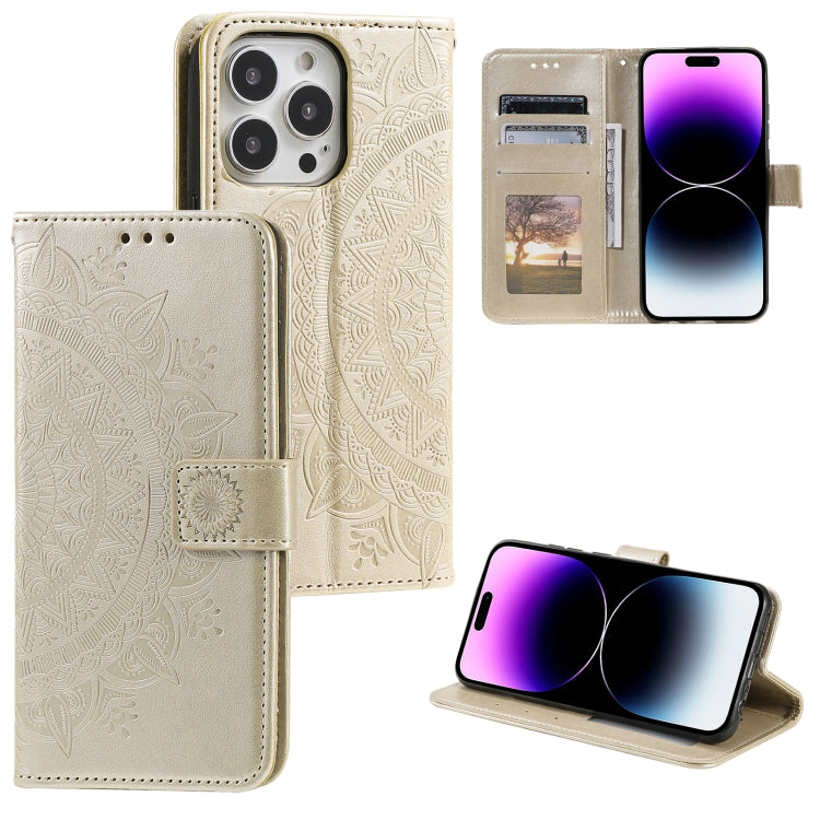 Totem Flower Embossed Leather Phone Case, For iPhone 16 Pro Max, For iPhone 16 Pro���������������...