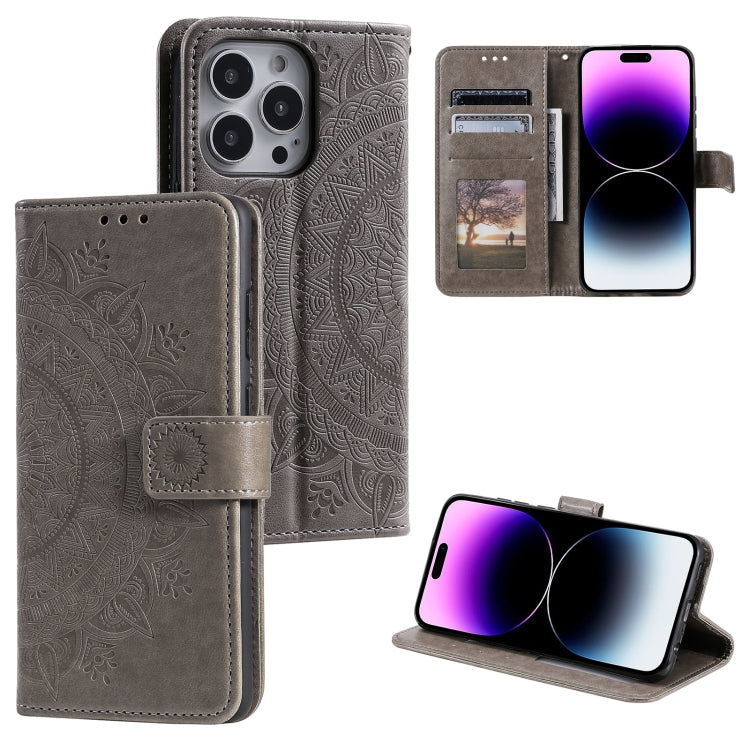 Totem Flower Embossed Leather Phone Case, For iPhone 16 Pro Max, For iPhone 16 Pro���������������...