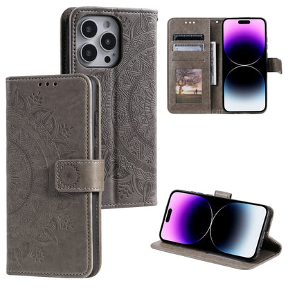 Totem Flower Embossed Leather Phone Case, For iPhone 16 Pro Max, For iPhone 16 Pro���������������...
