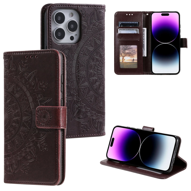 Totem Flower Embossed Leather Phone Case, For iPhone 16 Pro Max, For iPhone 16 Pro���������������...