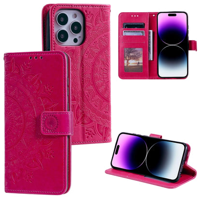 Totem Flower Embossed Leather Phone Case, For iPhone 16 Pro Max, For iPhone 16 Pro���������������...