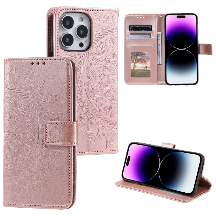 Totem Flower Embossed Leather Phone Case, For iPhone 16 Pro Max, For iPhone 16 Pro���������������...