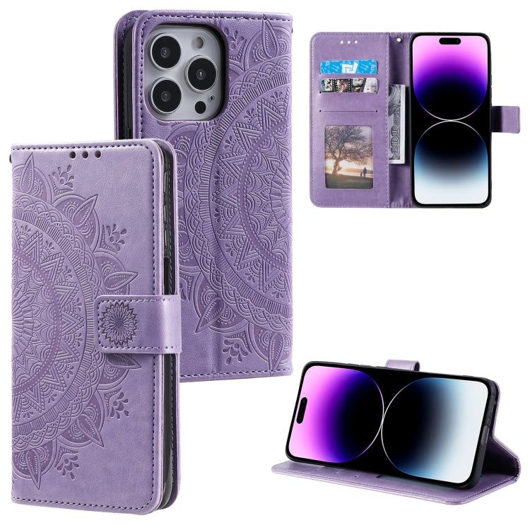 Totem Flower Embossed Leather Phone Case, For iPhone 16 Pro Max, For iPhone 16 Pro���������������...