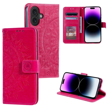 Totem Flower Embossed Leather Phone Case, For iPhone 16 Pro Max, For iPhone 16 Pro���������������...