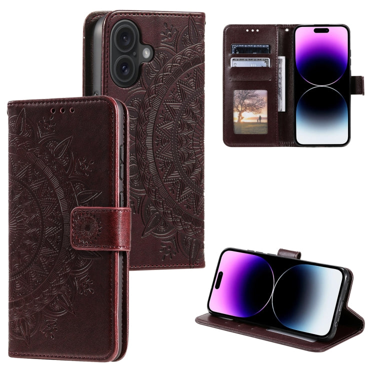 Totem Flower Embossed Leather Phone Case, For iPhone 16 Pro Max, For iPhone 16 Pro���������������...