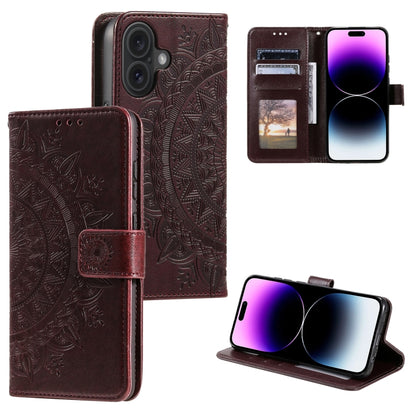 Totem Flower Embossed Leather Phone Case, For iPhone 16 Pro Max, For iPhone 16 Pro���������������...