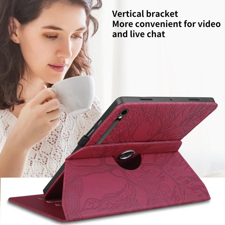 Tree Life Embossed Rotation Leather Smart Tablet Case