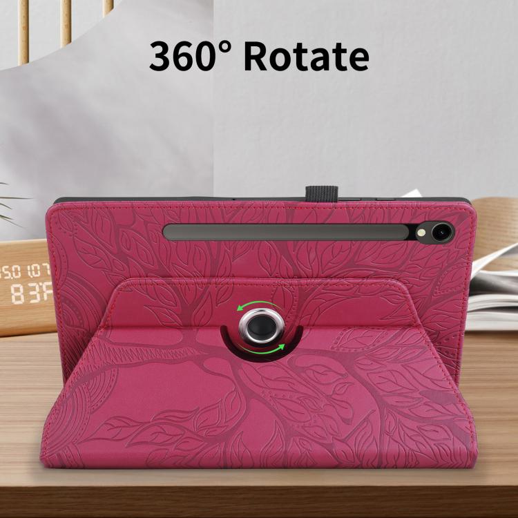 Tree Life Embossed Rotation Leather Smart Tablet Case
