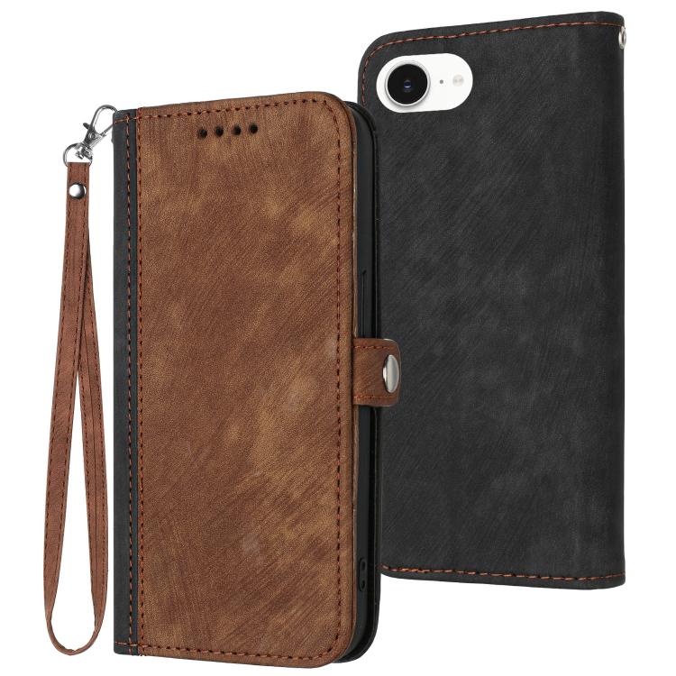 Side Buckle Double Fold Hand Strap Leather Phone Case