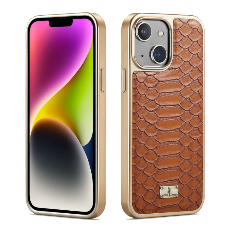 Fierre Shann Python Texture Electroplating PU Phone Case, For iPhone 16 Pro Max, For iPhone 16 Pr...