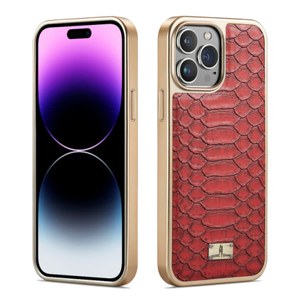 Fierre Shann Python Texture Electroplating PU Phone Case, For iPhone 16 Pro Max, For iPhone 16 Pr...