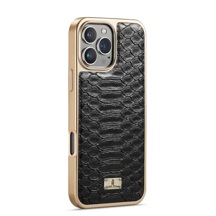 Fierre Shann Python Texture Electroplating PU Phone Case, For iPhone 16 Pro Max, For iPhone 16 Pr...