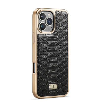 Fierre Shann Python Texture Electroplating PU Phone Case, For iPhone 16 Pro Max, For iPhone 16 Pr...