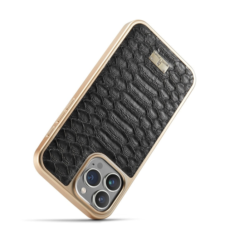Fierre Shann Python Texture Electroplating PU Phone Case, For iPhone 16 Pro Max, For iPhone 16 Pr...