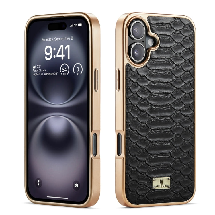 Fierre Shann Python Texture Electroplating PU Phone Case, For iPhone 16 Pro Max, For iPhone 16 Pr...
