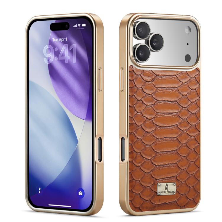 Fierre Shann Python Texture Electroplating PU Phone Case