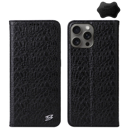 Fierre Shann Crocodile Texture Magnetic Genuine Leather Phone Case, For iPhone 16e���������������...